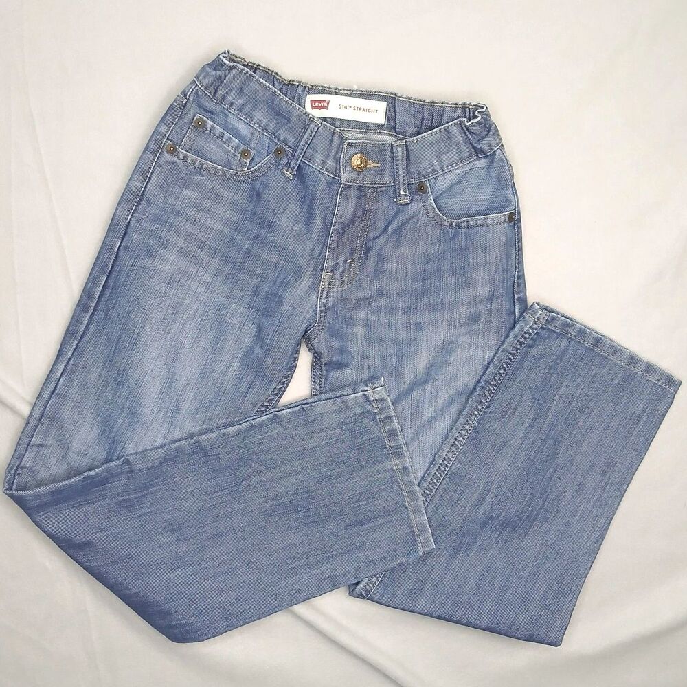 Levi's 514 Straight Leg Jeans Regular Denim Pants Adjustable Waist Light Boys 10